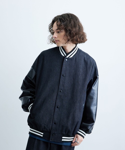 JUNRED（ジュンレッド）の「ヴィンテージデニムルーズスタジャン（スタジャン・メンズ・ブラック/サックスブルー・S/M/L）」の5枚目の写真