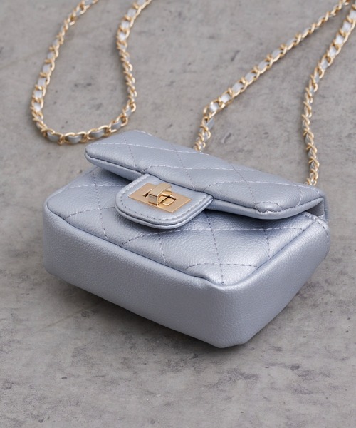 DISCOAT（ディスコート）の「【WEB限定】キルティングミニミニショルダーバッグ（ショルダーバッグ・レディース・ブラック/サックスブルー/ピンク/シルバー/アイボリー/オレンジ・FREE）」の15枚目の写真