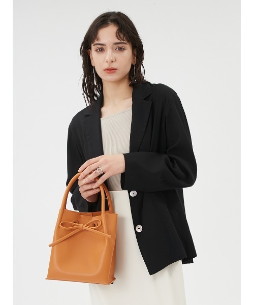 FRAY I.D（フレイアイディー）の「リボンバッグ（ハンドバッグ・レディース・モカ/ベージュ/ブルー/オレンジ・FREE）」の4枚目の写真