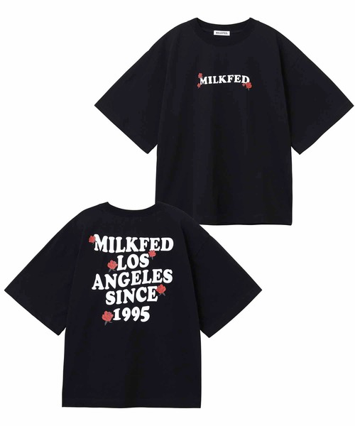 MILKFED.（ミルクフェド）の「ROSE PRINT TOP（Tシャツ/カットソー・レディース・ピンク/ブラック/ホワイト/イエロー・ONE SIZE）」の2枚目の写真