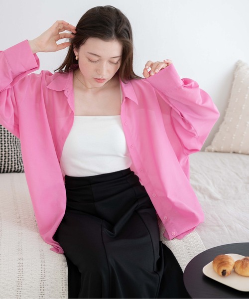 WEGO(ウィゴー)の「WEGO/ボリュームスリーブシアーシャツ(シャツ/ブラウス・レディース・ピンク/ブラック系その他2/ライム/ブルー系その他2/ホワイト/ブラック/ブルー系その他4/グリーン/オレンジ/その他1/ライトグレー/カーキ/ブラウン・FREE)」の19枚目の写真