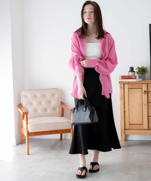 WEGO(ウィゴー)の「WEGO/ボリュームスリーブシアーシャツ(シャツ/ブラウス・レディース・ピンク/ブラック系その他2/ライム/ブルー系その他2/ホワイト/ブラック/ブルー系その他4/グリーン/オレンジ/その他1/ライトグレー/カーキ/ブラウン・FREE)」の21枚目の写真