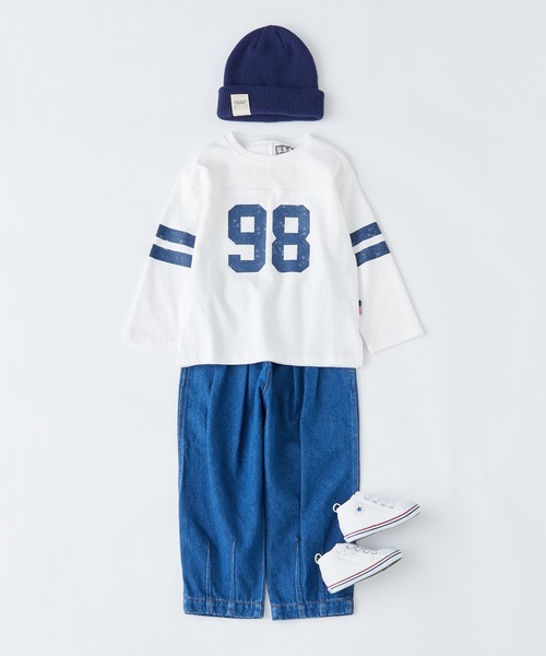 CIAOPANIC TYPY(チャオパニックティピー)の「【KIDS】USAコットンナンバリングロンTee(Tシャツ/カットソー・キッズ・オフホワイト/グリーン・S/M/L/XL/XXL)」の3枚目の写真