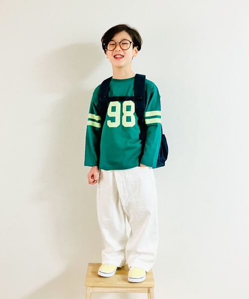 CIAOPANIC TYPY(チャオパニックティピー)の「【KIDS】USAコットンナンバリングロンTee(Tシャツ/カットソー・キッズ・オフホワイト/グリーン・S/M/L/XL/XXL)」の16枚目の写真