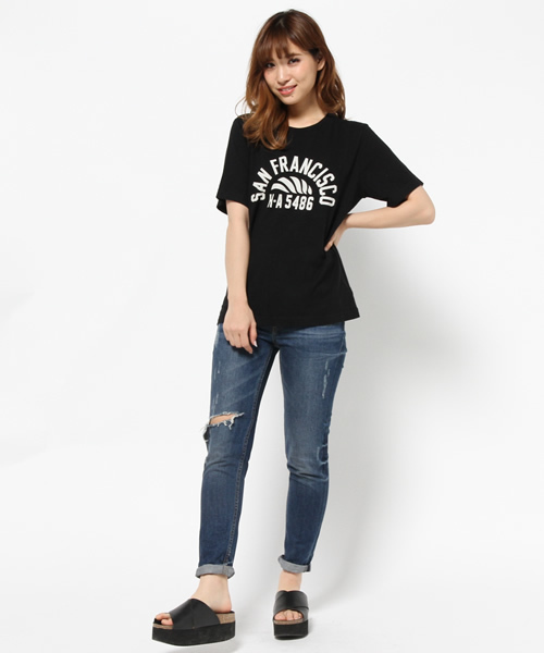 MOUSSY（マウジー）の「SAN FRANCISCO TSJ（Tシャツ/カットソー・レディース・ホワイト/ライトブルー/レッド/ブラック・FREE）」の8枚目の写真