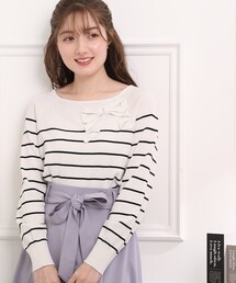 couture brooch | リボンボーダーニット(ニット/セーター)