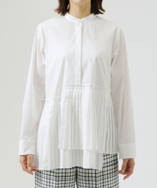 CAST:(キャストコロン)の「【イチ押し】レイヤードプリーツコンビブラウス(シャツ/ブラウス・レディース・ホワイト/ベージュ・M)」の4枚目の写真
