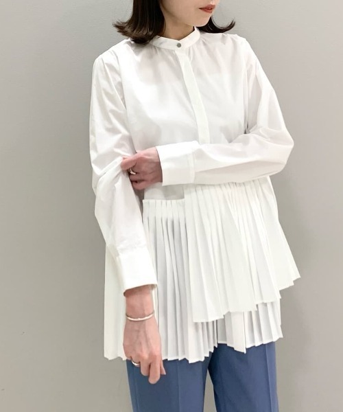 CAST:(キャストコロン)の「【イチ押し】レイヤードプリーツコンビブラウス(シャツ/ブラウス・レディース・ホワイト/ベージュ・M)」の2枚目の写真