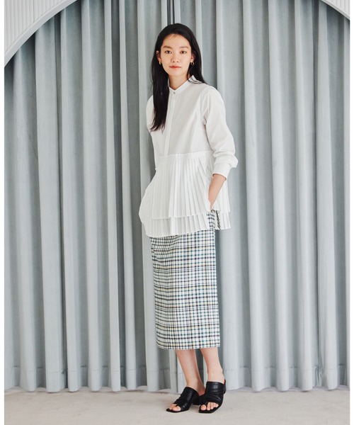 CAST:(キャストコロン)の「【イチ押し】レイヤードプリーツコンビブラウス(シャツ/ブラウス・レディース・ホワイト/ベージュ・M)」の10枚目の写真