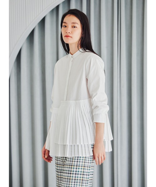 CAST:(キャストコロン)の「【イチ押し】レイヤードプリーツコンビブラウス(シャツ/ブラウス・レディース・ホワイト/ベージュ・M)」の11枚目の写真