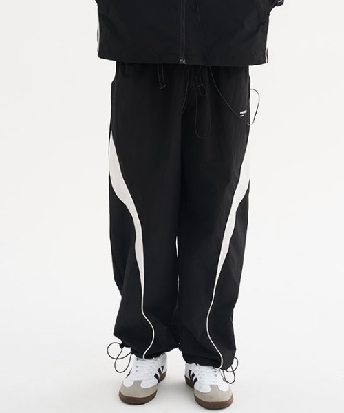 専用様 イフ・クラージュ ブラック切り替えのパンツ glamb(グラム)】Irregular Tuck Wide Slacks ファイブタック
