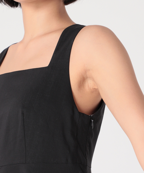 セール】麻ストレッチスクエアネックワンピース（ワンピース）｜NOBLE