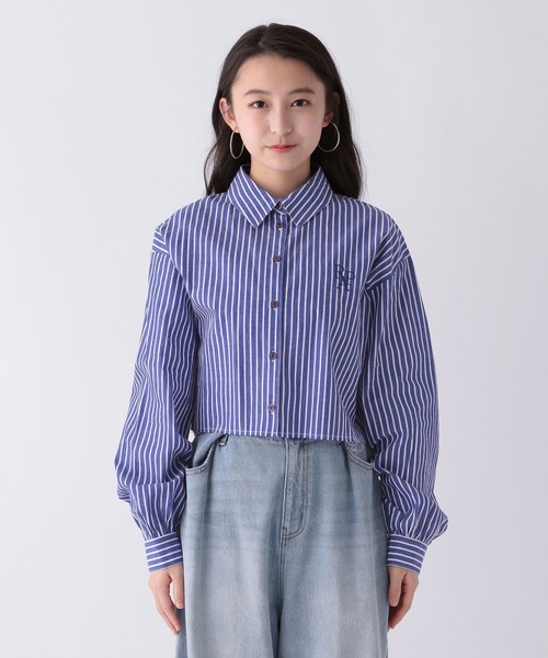 repipi armario(レピピ アルマリオ)の「ストライプカットオフショートシャツ(シャツ/ブラウス・キッズ・ブルー/サックスブルー・SMALL/MEDIUM/LARGE)」の5枚目の写真