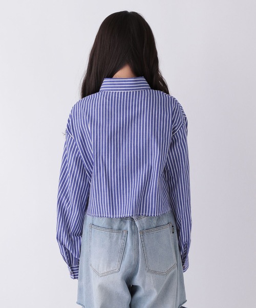 repipi armario(レピピ アルマリオ)の「ストライプカットオフショートシャツ(シャツ/ブラウス・キッズ・ブルー/サックスブルー・SMALL/MEDIUM/LARGE)」の7枚目の写真