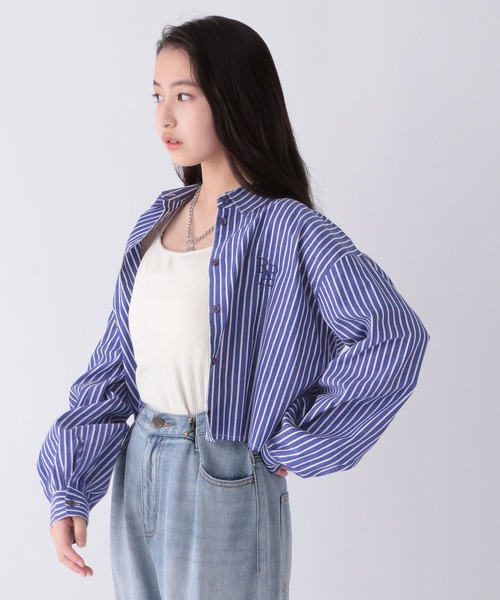 repipi armario(レピピ アルマリオ)の「ストライプカットオフショートシャツ(シャツ/ブラウス・キッズ・ブルー/サックスブルー・SMALL/MEDIUM/LARGE)」の18枚目の写真
