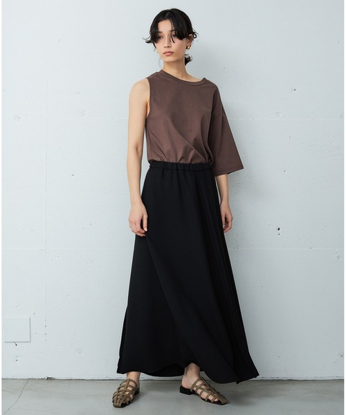 OUTERSUNSET（アウターサンセット）の「asymmetry t-shirt（Tシャツ/カットソー・レディース・ホワイト/ブラウン・FREE）」の4枚目の写真