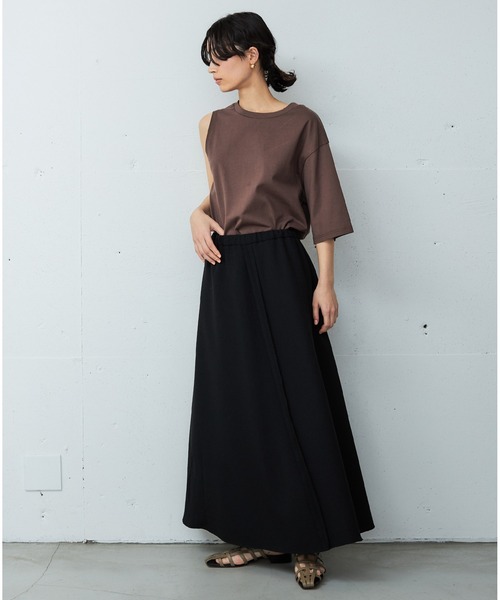 OUTERSUNSET（アウターサンセット）の「asymmetry t-shirt（Tシャツ/カットソー・レディース・ホワイト/ブラウン・FREE）」の5枚目の写真