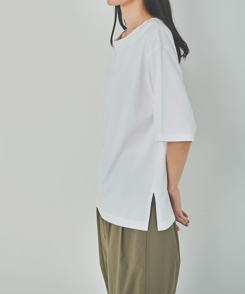 OUTERSUNSET（アウターサンセット）の「asymmetry t-shirt（Tシャツ/カットソー・レディース・ホワイト/ブラウン・FREE）」の9枚目の写真