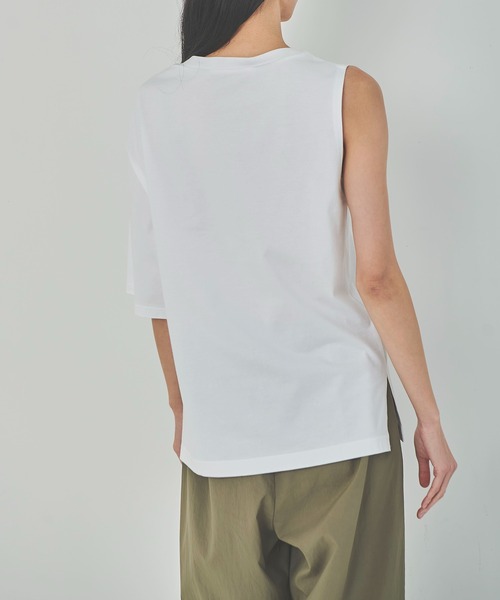 OUTERSUNSET（アウターサンセット）の「asymmetry t-shirt（Tシャツ/カットソー・レディース・ホワイト/ブラウン・FREE）」の10枚目の写真