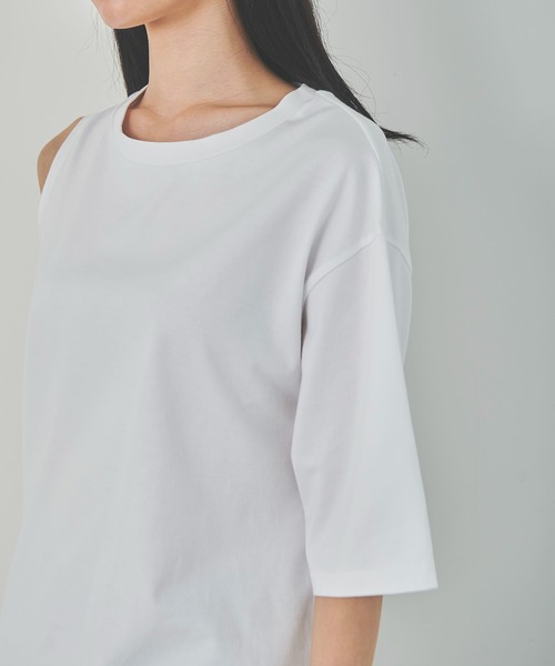 OUTERSUNSET（アウターサンセット）の「asymmetry t-shirt（Tシャツ/カットソー・レディース・ホワイト/ブラウン・FREE）」の12枚目の写真