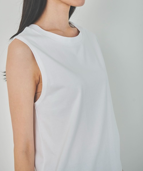 OUTERSUNSET（アウターサンセット）の「asymmetry t-shirt（Tシャツ/カットソー・レディース・ホワイト/ブラウン・FREE）」の13枚目の写真