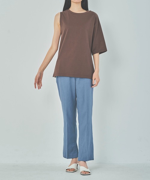 OUTERSUNSET（アウターサンセット）の「asymmetry t-shirt（Tシャツ/カットソー・レディース・ホワイト/ブラウン・FREE）」の15枚目の写真