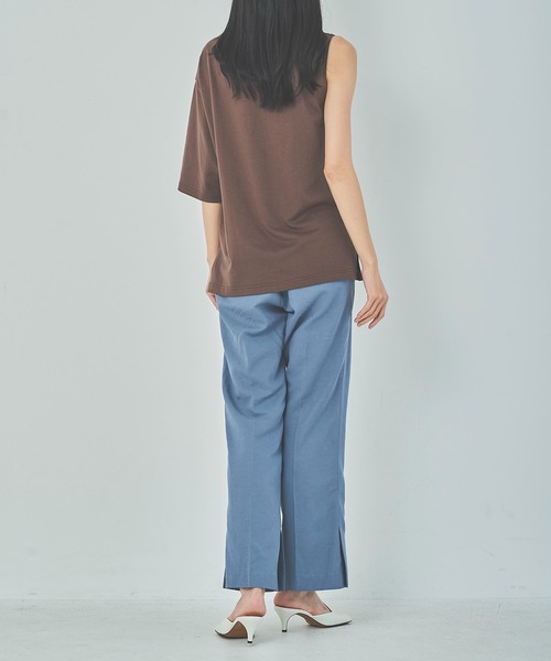 OUTERSUNSET（アウターサンセット）の「asymmetry t-shirt（Tシャツ/カットソー・レディース・ホワイト/ブラウン・FREE）」の17枚目の写真