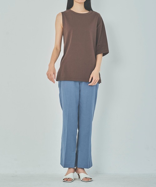 OUTERSUNSET（アウターサンセット）の「asymmetry t-shirt（Tシャツ/カットソー・レディース・ホワイト/ブラウン・FREE）」の19枚目の写真