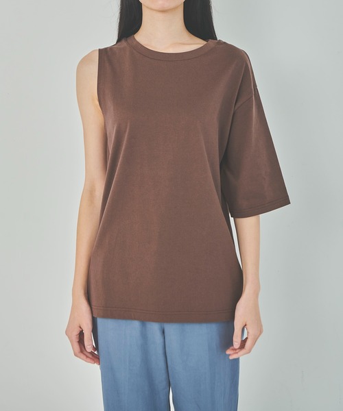 OUTERSUNSET（アウターサンセット）の「asymmetry t-shirt（Tシャツ/カットソー・レディース・ホワイト/ブラウン・FREE）」の21枚目の写真