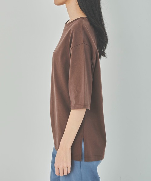 OUTERSUNSET（アウターサンセット）の「asymmetry t-shirt（Tシャツ/カットソー・レディース・ホワイト/ブラウン・FREE）」の22枚目の写真