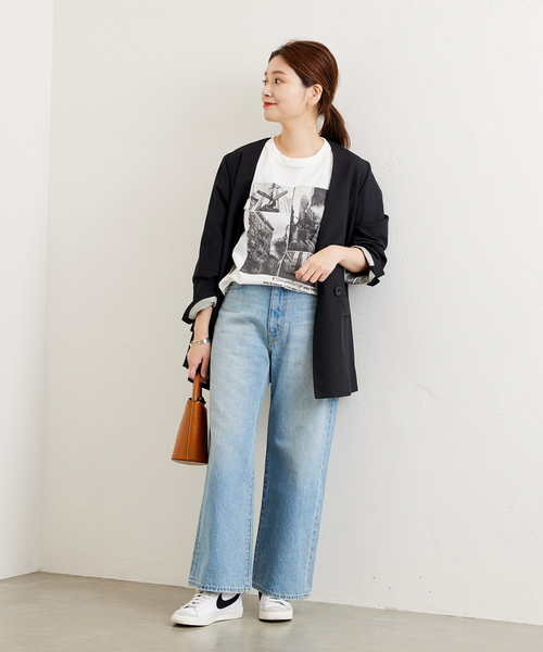 JOURNAL STANDARD(ジャーナルスタンダード)の「ノーカラーダブルジャケット(ノーカラージャケット・レディース・ネイビー/ベージュ/ブラウン・FREE)」の16枚目の写真