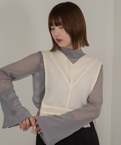 I_am（アイアム）の「high neck sheer tops（シャツ/ブラウス・レディース・ブルー系/ピンク/オレンジ系・FREE）」の2枚目の写真