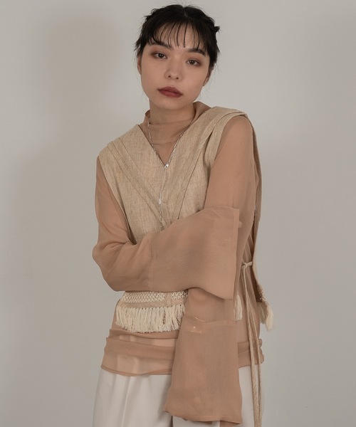 I_am（アイアム）の「high neck sheer tops（シャツ/ブラウス・レディース・ブルー系/ピンク/オレンジ系・FREE）」の3枚目の写真