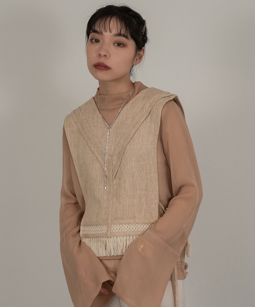 I_am（アイアム）の「high neck sheer tops（シャツ/ブラウス・レディース・ブルー系/ピンク/オレンジ系・FREE）」の12枚目の写真