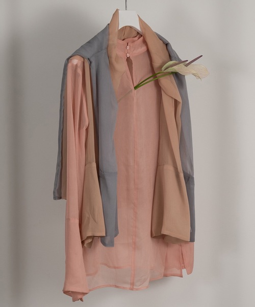 I_am（アイアム）の「high neck sheer tops（シャツ/ブラウス・レディース・ブルー系/ピンク/オレンジ系・FREE）」の8枚目の写真