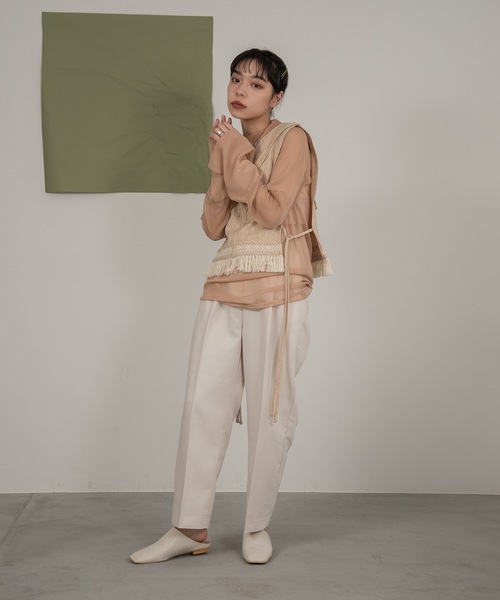 I_am（アイアム）の「high neck sheer tops（シャツ/ブラウス・レディース・ブルー系/ピンク/オレンジ系・FREE）」の4枚目の写真