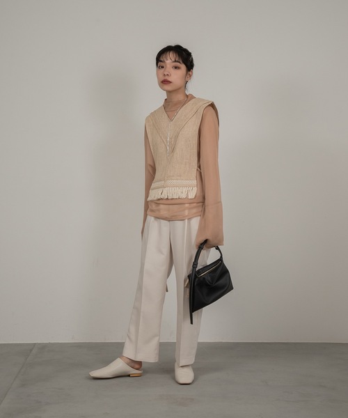 I_am（アイアム）の「high neck sheer tops（シャツ/ブラウス・レディース・ブルー系/ピンク/オレンジ系・FREE）」の5枚目の写真