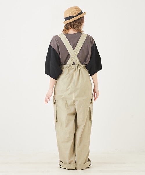 CUBE SUGAR（キューブシュガー）の「WEB限定コットンタイプライターサロペットパンツ（サロペット/オーバーオール・レディース・スミクロ/ベージュ・M）」の9枚目の写真