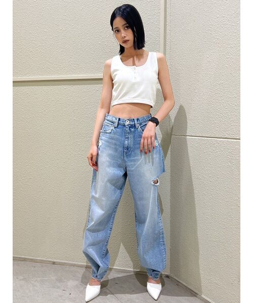 GYDA(ジェイダ)の「【みちょぱコラボ】ヘンリーネックテレコタンクトップ(タンクトップ・レディース・ブラック/オフホワイト・FREE)」の13枚目の写真
