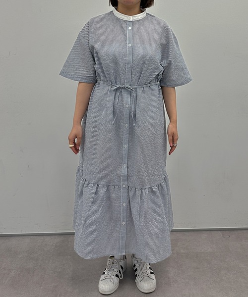 kutir（クティール）の「【共紐付き】アソートティアードシャツワンピース（シャツワンピース・レディース・ライトブルー/ライトグリーン/オフホワイト・SMALL/MEDIUM/LARGE）」の21枚目の写真