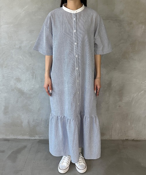 kutir（クティール）の「【共紐付き】アソートティアードシャツワンピース（シャツワンピース・レディース・ライトブルー/ライトグリーン/オフホワイト・SMALL/MEDIUM/LARGE）」の17枚目の写真