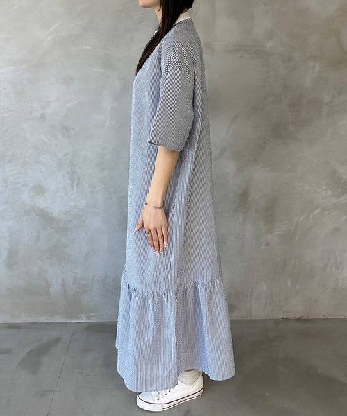 kutir（クティール）の「【共紐付き】アソートティアードシャツワンピース（シャツワンピース・レディース・ライトブルー/ライトグリーン/オフホワイト・SMALL/MEDIUM/LARGE）」の13枚目の写真