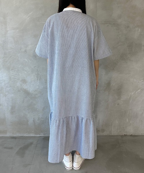 kutir（クティール）の「【共紐付き】アソートティアードシャツワンピース（シャツワンピース・レディース・ライトブルー/ライトグリーン/オフホワイト・SMALL/MEDIUM/LARGE）」の10枚目の写真