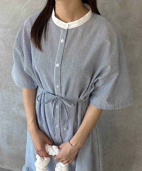 kutir（クティール）の「【共紐付き】アソートティアードシャツワンピース（シャツワンピース・レディース・ライトブルー/ライトグリーン/オフホワイト・SMALL/MEDIUM/LARGE）」の20枚目の写真