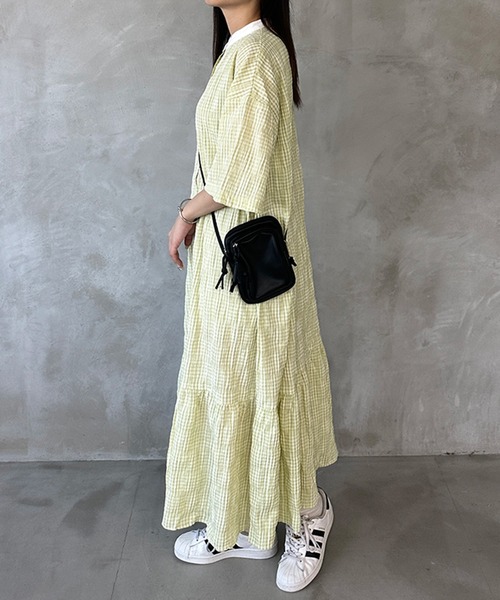 kutir（クティール）の「【共紐付き】アソートティアードシャツワンピース（シャツワンピース・レディース・ライトブルー/ライトグリーン/オフホワイト・SMALL/MEDIUM/LARGE）」の19枚目の写真