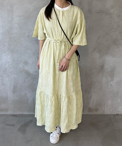 kutir（クティール）の「【共紐付き】アソートティアードシャツワンピース（シャツワンピース・レディース・ライトブルー/ライトグリーン/オフホワイト・SMALL/MEDIUM/LARGE）」の15枚目の写真