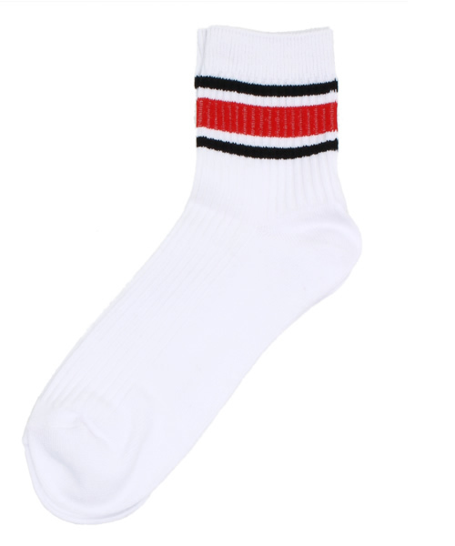 WEGO（ウィゴー）の「WEGO/リブスリーラインソックス（ソックス/靴下・レディース・グリーン/レッド/イエロー/オレンジ/ブルー/サックスブルー/ライトピンク/ホワイト/ブラック/トリコロール・FREE）」の8枚目の写真