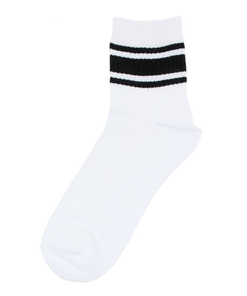 WEGO（ウィゴー）の「WEGO/リブスリーラインソックス（ソックス/靴下・レディース・グリーン/レッド/イエロー/オレンジ/ブルー/サックスブルー/ライトピンク/ホワイト/ブラック/トリコロール・FREE）」の2枚目の写真