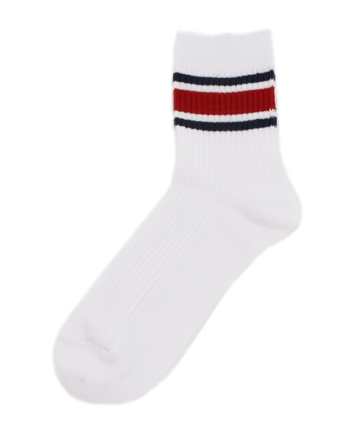 WEGO（ウィゴー）の「WEGO/リブスリーラインソックス（ソックス/靴下・レディース・グリーン/レッド/イエロー/オレンジ/ブルー/サックスブルー/ライトピンク/ホワイト/ブラック/トリコロール・FREE）」の10枚目の写真