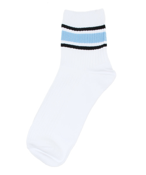 WEGO（ウィゴー）の「WEGO/リブスリーラインソックス（ソックス/靴下・レディース・グリーン/レッド/イエロー/オレンジ/ブルー/サックスブルー/ライトピンク/ホワイト/ブラック/トリコロール・FREE）」の5枚目の写真